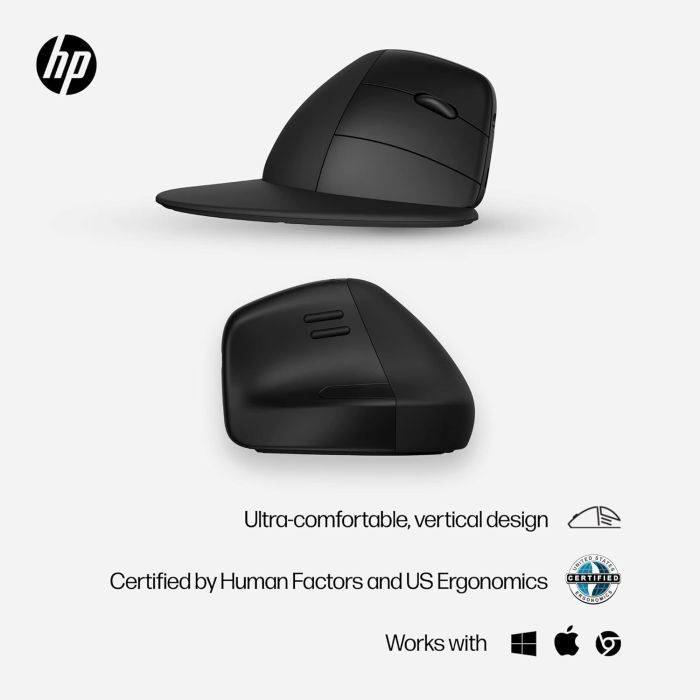 Мышка HP 920 Ergonomic Vertical Wireless/Bluetooth Black (6H1A4AA) изображение 3