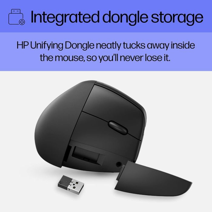Мышка HP 920 Ergonomic Vertical Wireless/Bluetooth Black (6H1A4AA) изображение 6