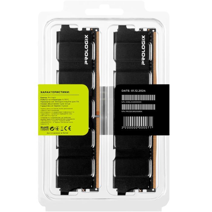 Модуль памяти для компьютера DDR5 32GB (2x16GB) 5200 MHz Black Prologix (PRO32GB5200B5K) изображение 7