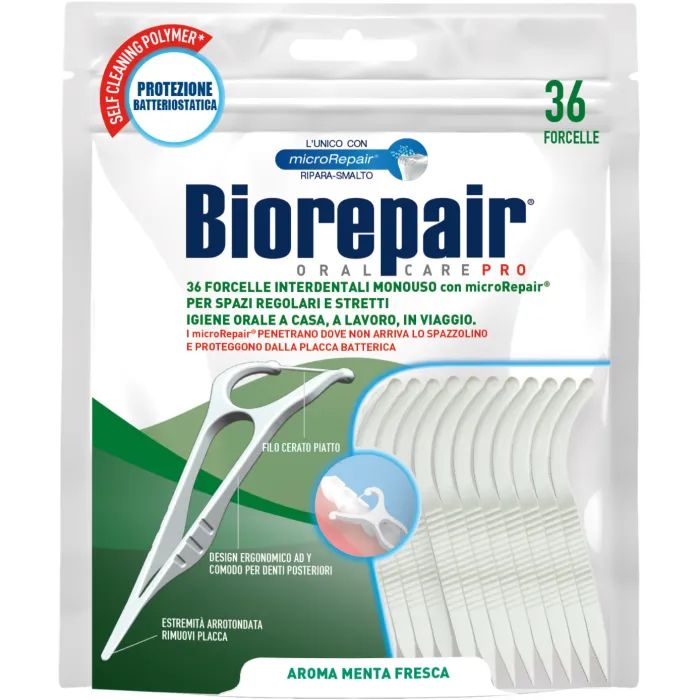 Флосс-зубочистки Biorepair Насыщенные гидроксиапатитом 36 шт. (8017331060056)