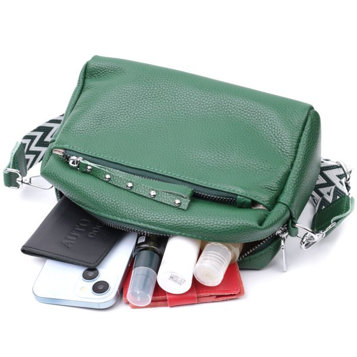 Сумка Vintage Кожаная женская Зеленая (22651) изображение 10