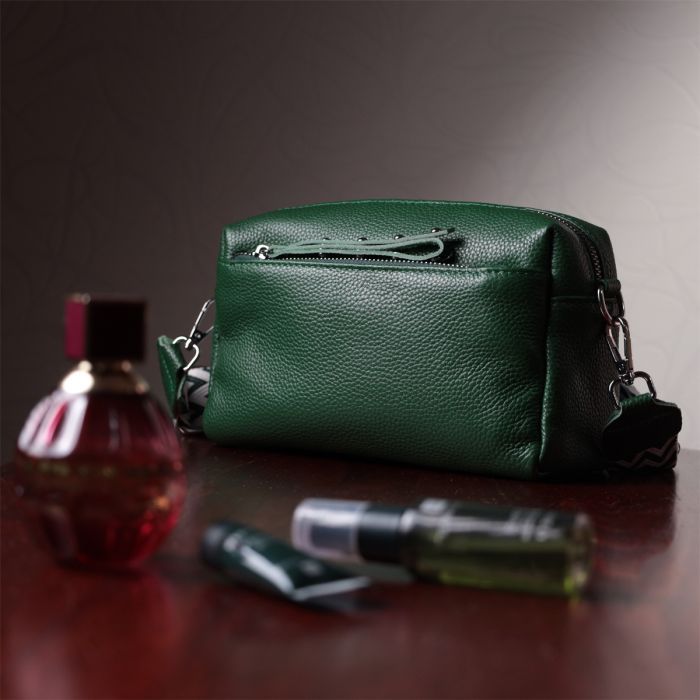 Сумка Vintage Кожаная женская Зеленая (22651) изображение 11