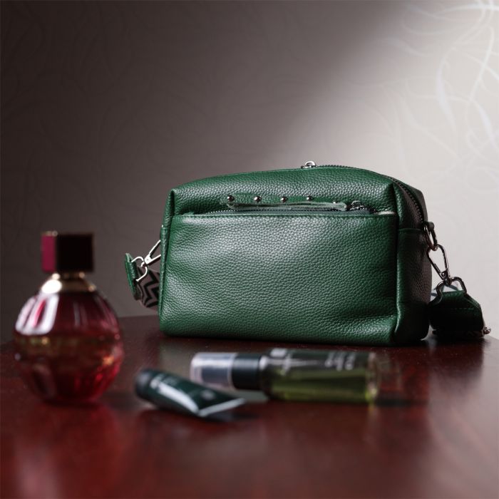 Сумка Vintage Кожаная женская Зеленая (22651) изображение 12