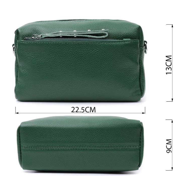 Сумка Vintage Кожаная женская Зеленая (22651) изображение 3