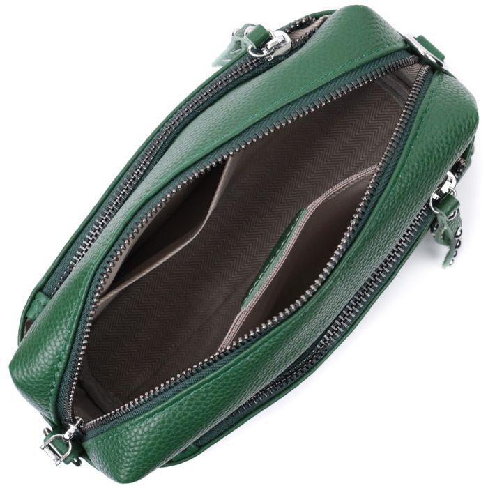 Сумка Vintage Кожаная женская Зеленая (22651) изображение 8