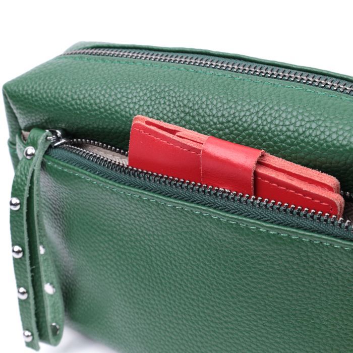 Сумка Vintage Кожаная женская Зеленая (22651) изображение 9
