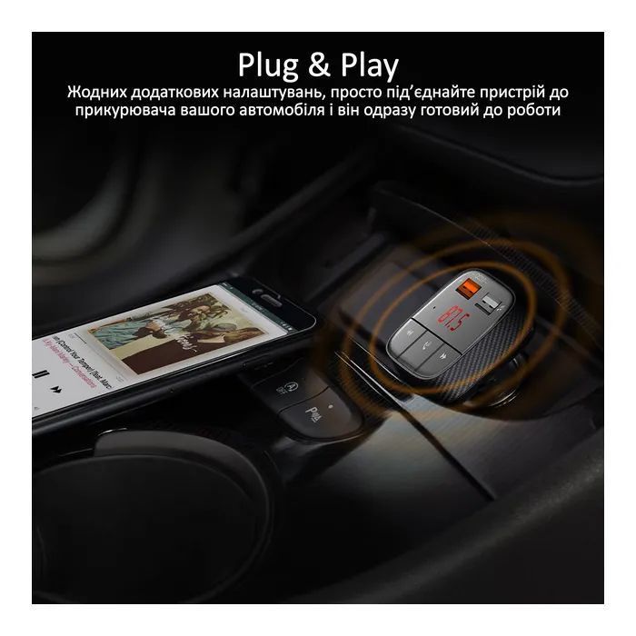 FM модулятор Promate SmarTune 2+ BLUETOOTH 5.0 USB QC 3.0 AUX/SD/USB BLACK (smartune-2+.black) изображение 8