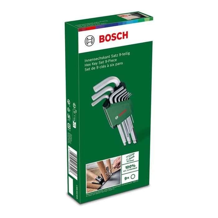 Ключ Bosch шестигранный, набор 9шт, шаровидный наконечник (1.600.A02.BX9) изображение 3