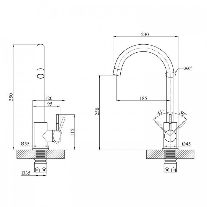 Смеситель Agua Acero-INOX035NM изображение 3
