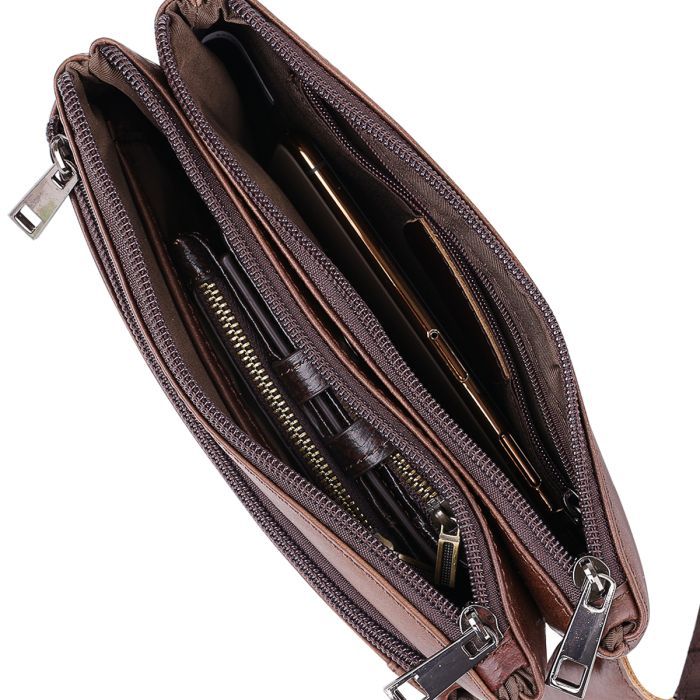 Сумка Vintage На пояс унисекс Коричневая (20457) изображение 6