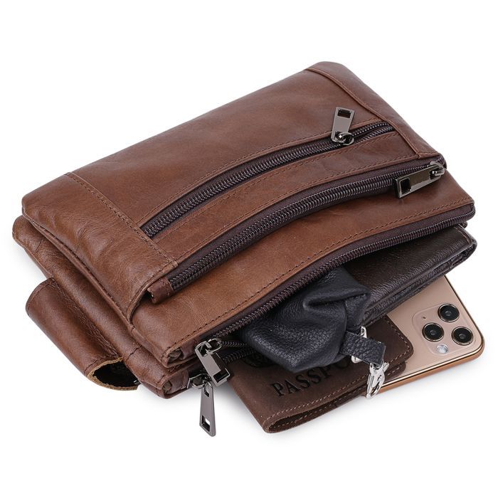 Сумка Vintage На пояс унисекс Коричневая (20457) изображение 7