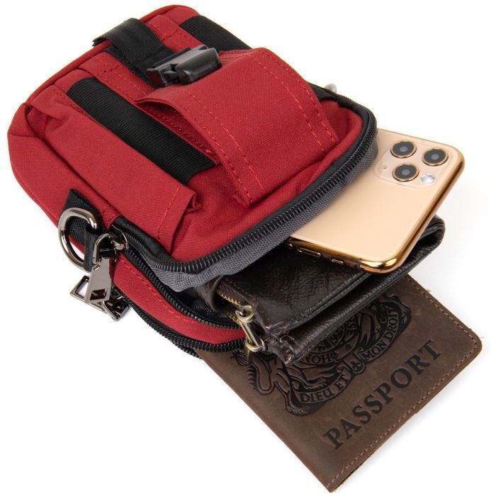 Сумка Vintage На пояс нейлон Красная (20647) изображение 5