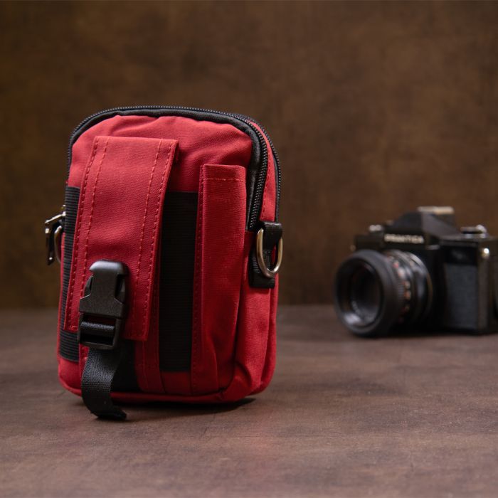 Сумка Vintage На пояс нейлон Красная (20647) изображение 8