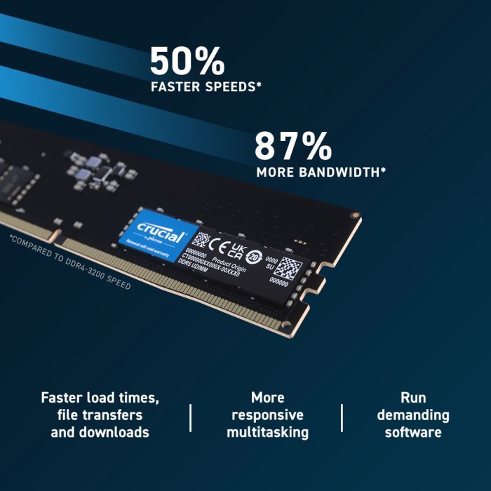 Модуль памяти для компьютера DDR5 8GB 4800 MHz Micron (CT8G48C40U5T) изображение 3