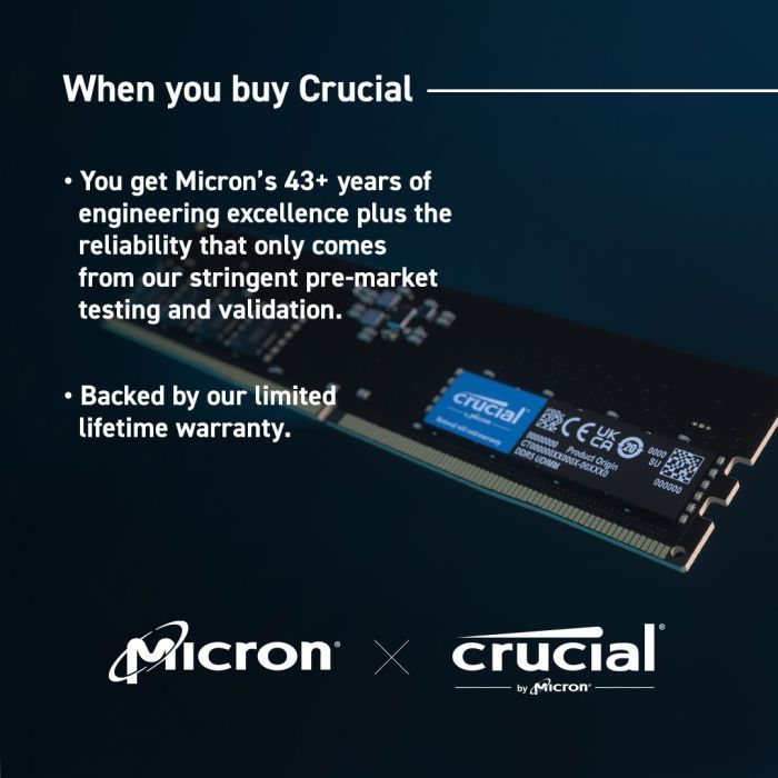 Модуль памяти для компьютера DDR5 8GB 4800 MHz Micron (CT8G48C40U5T) изображение 6