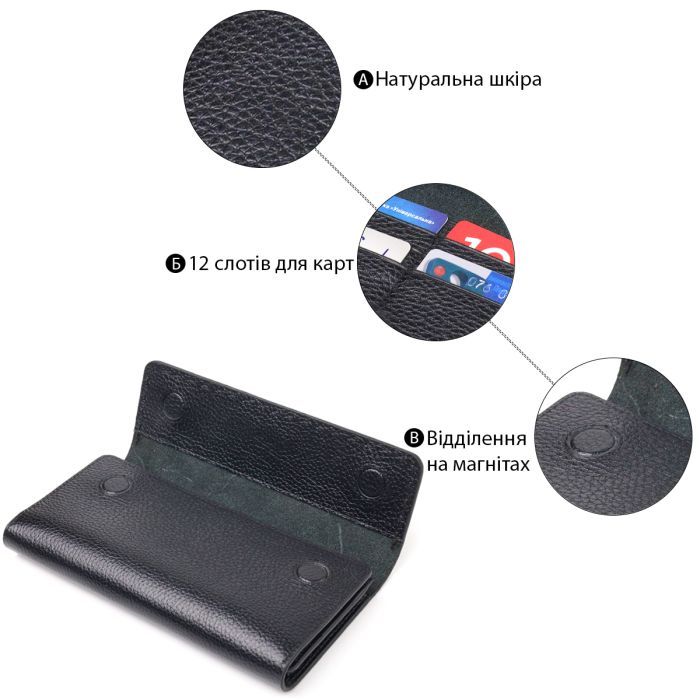 Гаманець Canpellini З натуральної шкіри Чорний (21662) зображення 4