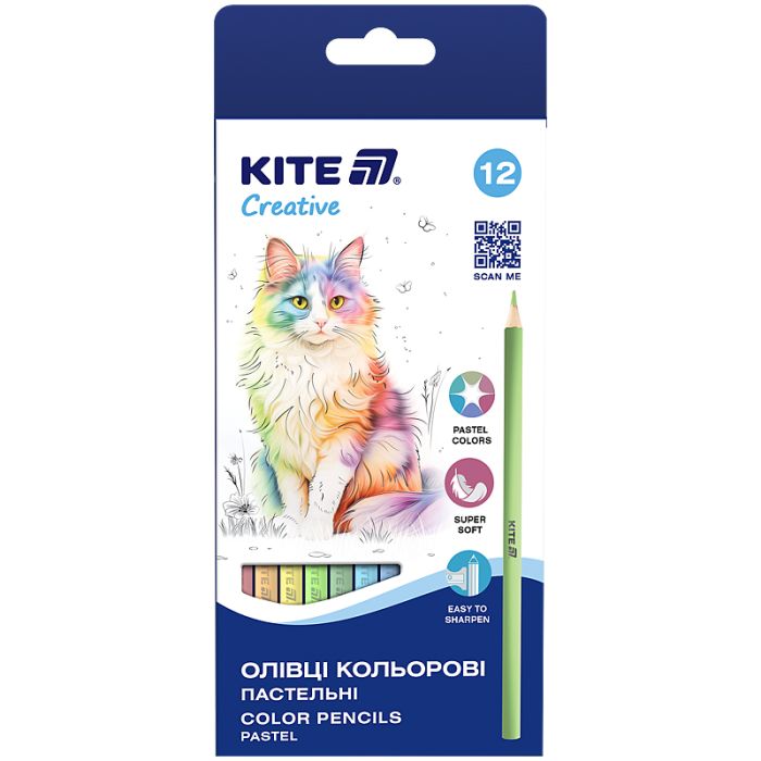 Карандаши цветные Kite Creative Pastel 12 кольорів (K-451)