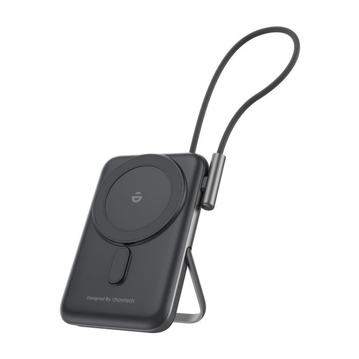 Батарея універсальна Choetech Magnetic Wireless 10000mAh 20W, PD, Qi-15W, USB-C In/Out, buid-in cabel, White (B735-CCWH)