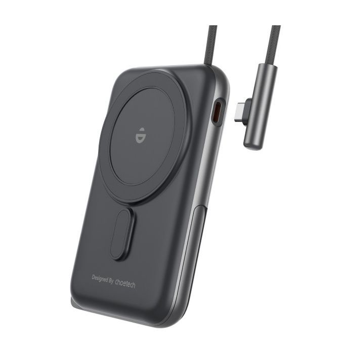 Батарея універсальна Choetech Magnetic Wireless 10000mAh 20W, PD, Qi-15W, USB-C In/Out, buid-in cabel, White (B735-CCWH) зображення 2