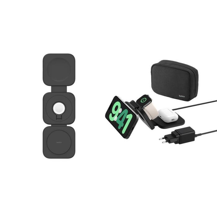 Зарядний пристрій Belkin 3in1 Travel Pad Wireless Qi2 15W Black (WIZ024HQBK) зображення 2
