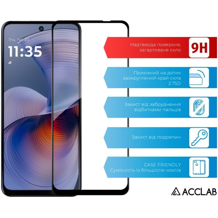 Стекло защитное ACCLAB Full Glue Motorola G55 Black (1283126613210) изображение 3