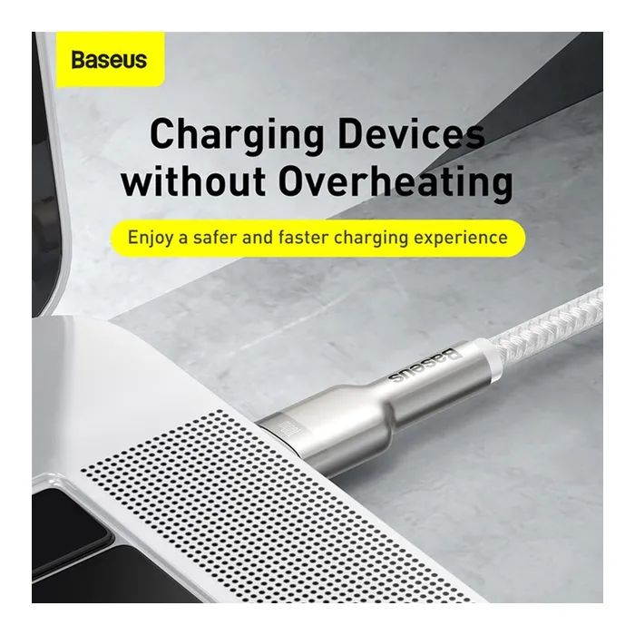 Дата кабель USB-C to USB-C 2.0m Cafule Metal PD 100W white Baseus (CATJK-D02) изображение 12