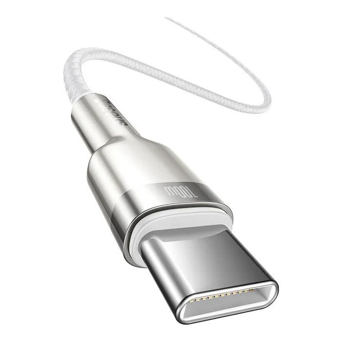 Дата кабель USB-C to USB-C 2.0m Cafule Metal PD 100W white Baseus (CATJK-D02) изображение 3