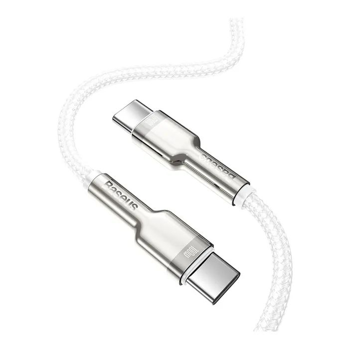 Дата кабель USB-C to USB-C 2.0m Cafule Metal PD 100W white Baseus (CATJK-D02) изображение 4