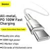Дата кабель USB-C to USB-C 2.0m Cafule Metal PD 100W white Baseus (CATJK-D02) изображение 8