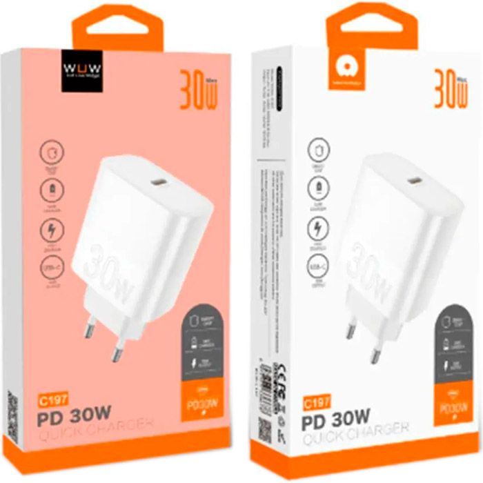 Зарядний пристрій WUW C197 USB-C PD30W White (6972573336678) зображення 2