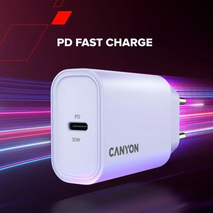 Зарядний пристрій Canyon 30CL OnCharge USB-C PD30W Purple (CNE-CHA30CLPU) зображення 7