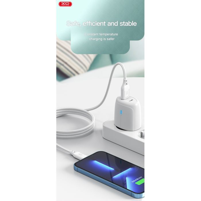 Дата кабель USB-C to USB-C 1.0m 60W braided XO (NBQ236B_White) изображение 2