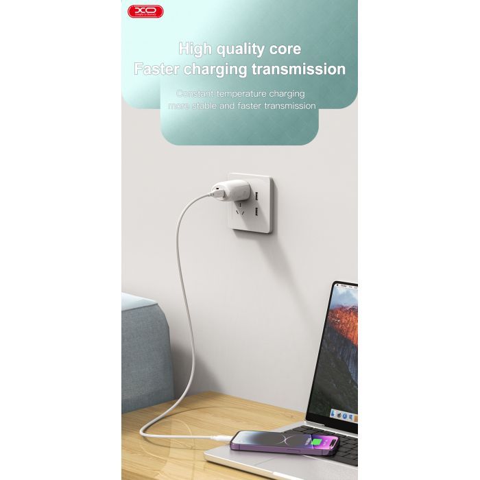 Дата кабель USB-C to USB-C 1.0m 60W braided XO (NBQ236B_White) изображение 5