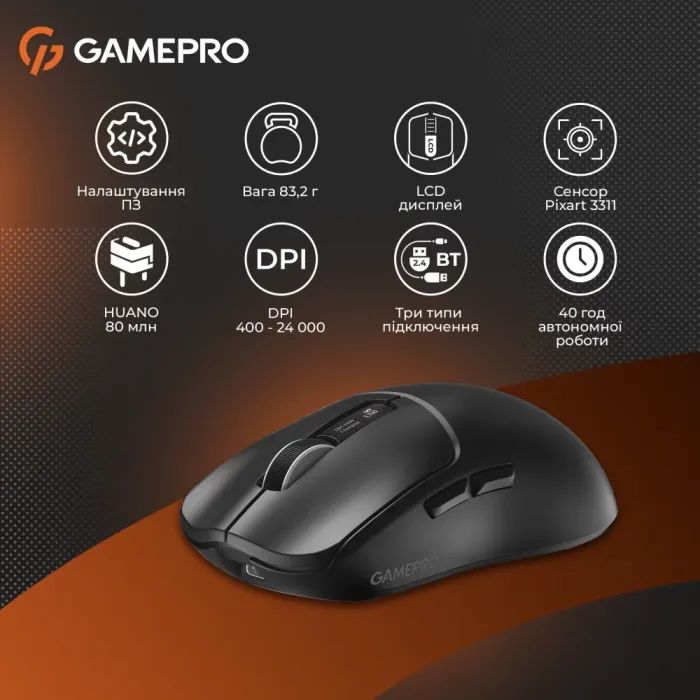 Мышка GamePro Genesis Ranker Wireless/Bluetooth/USB White (GM012W) изображение 12