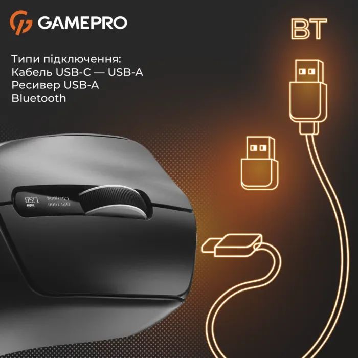Мышка GamePro Genesis Ranker Wireless/Bluetooth/USB White (GM012W) изображение 2
