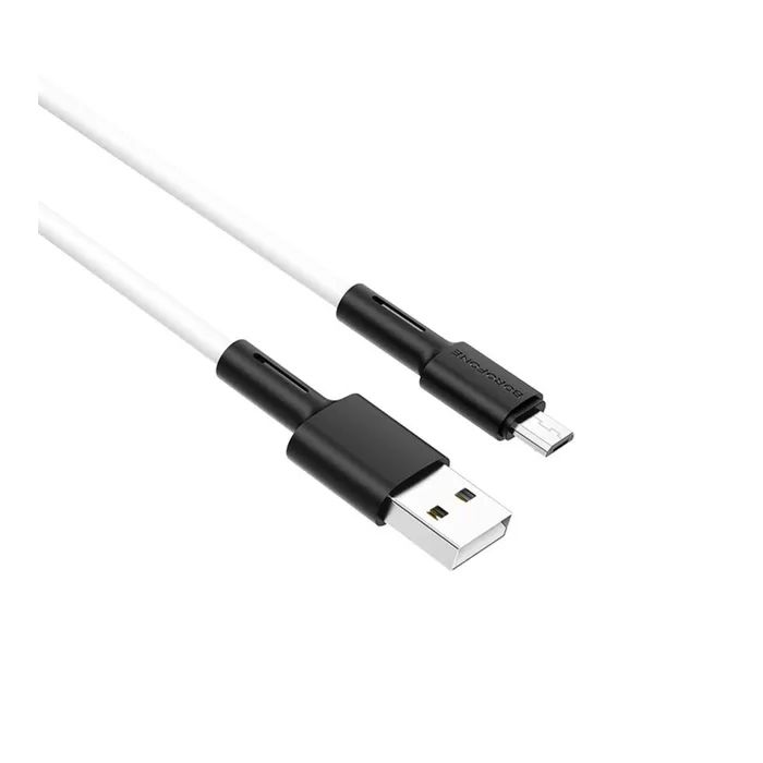 Дата кабель USB 2.0 AM to Micro 5P 1.0m silicone white BOROFONE (6931474710383)