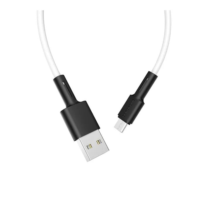 Дата кабель USB 2.0 AM to Micro 5P 1.0m silicone white BOROFONE (6931474710383) изображение 3