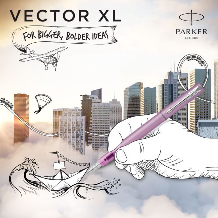 Ручка пір'яна Parker VECTOR 17 XL Metallic Lilac CT  FP M (06 412) зображення 7