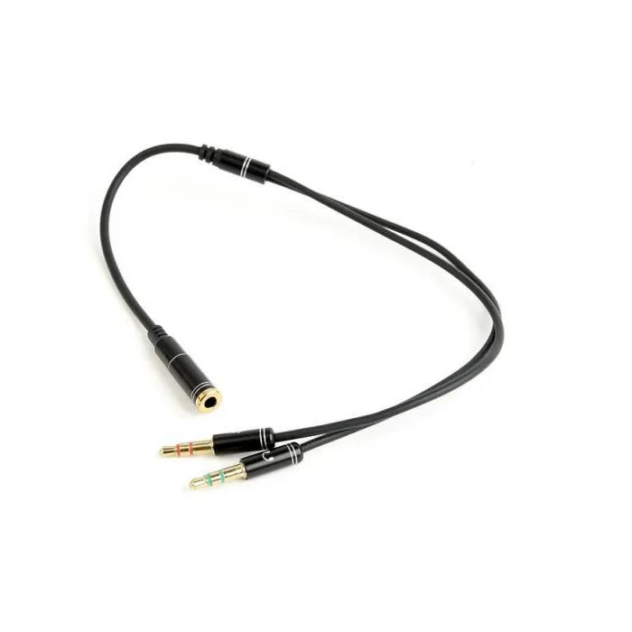 Кабель мультимедийный 3.5mm F to 2x3.5mm M 0.4m (4pin) black XoKo (AC-009) изображение 3