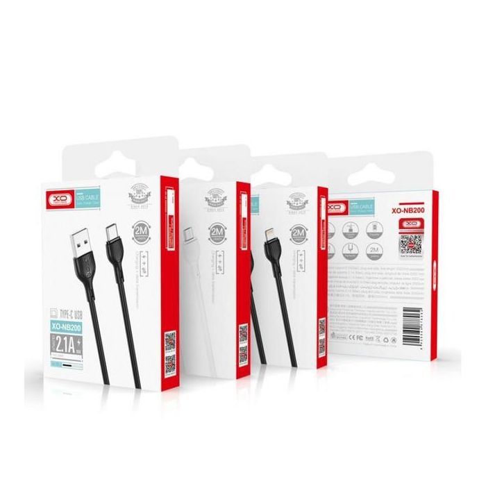 Дата кабель USB 2.0 AM to USB-C 1.0m 2.1A black XO (XO-NB200-TC-1-BK) изображение 3