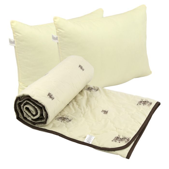 Ковдра Руно набір ковдра вовняна 200х220 + 2 подушки 50х70 силіконові Comfort Sheep (К_925.52ШКУ_Sheep)