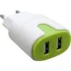 Зарядное устройство Patron 2xUSB 2.0 2A/1A white/green (PN-2USB-220V-G)