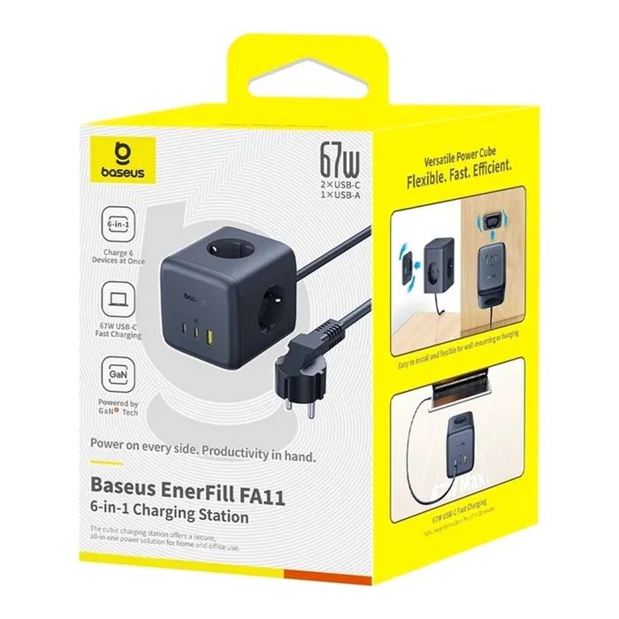 Мережевий фільтр живлення Baseus EnerFill FA11 Cube Power Strip (E00082100123-00) зображення 5