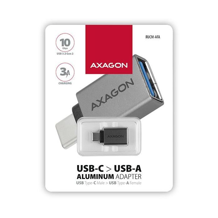 Переходник OTG USB 3.0 AF to USB-C gray AXAGON (RUCM-AFA) изображение 3