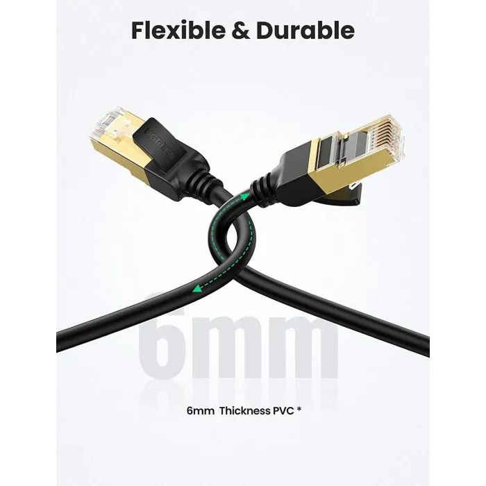 Патч-корд 3м, F/FTP cat 7 RJ-45 black Ugreen (U_11270) изображение 2