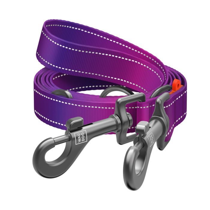 Поводок для собак WAUDOG Nylon Mono светоотражающий М черный (46481)