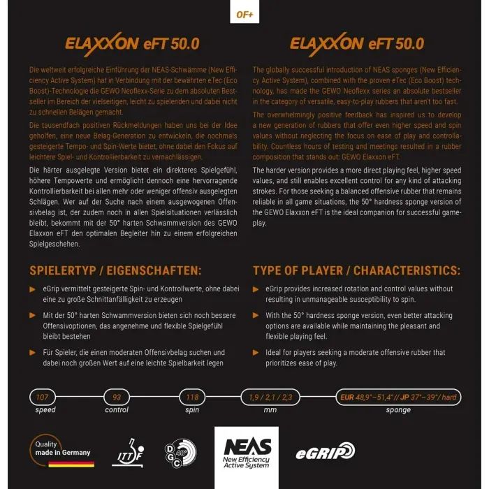 Ракетка для настільного тенісу Gewo Allround Classic, Elaxxon 50.0 + 45.0 ST (1163900001) (931904) зображення 4