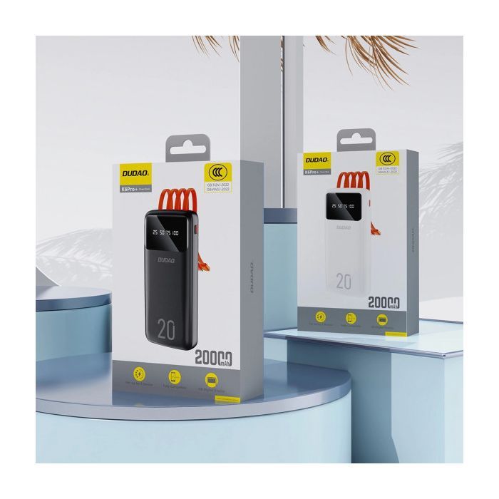 Батарея універсальна Dudao K6Pro+ 20000mAh 10W with USB-C/Lightning/MicroUSB/USB-A cables (6977196682393) зображення 4