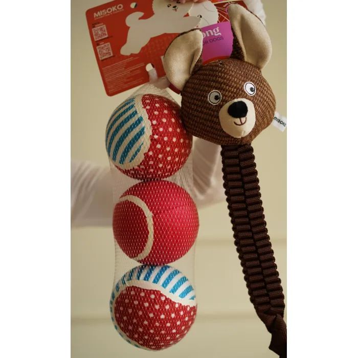 Игрушка для собак MISOKO&CO Теннисные мячи сине-красные 10 см, 3 шт (ANHMSK70142) изображение 3