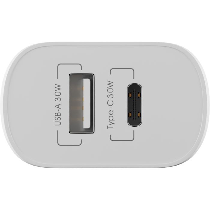 Зарядное устройство Globex 1xUSB + 1xUSB-C 30W FastPower white (30WAC)